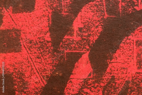 Abstract Red and Black Grunge Texture with Distressed Print Effect