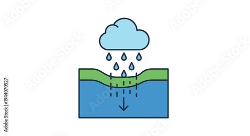 Rain falling on land causing water infiltration underground.