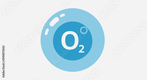 Oxygen molecule symbol O2 inside a blue bubble.