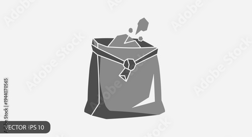 Open sack overflowing with contents spilling out.