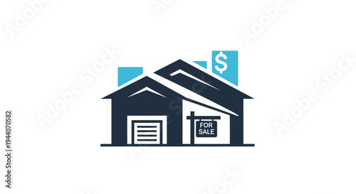 Real Estate House For Sale With Financial Growth Chart.