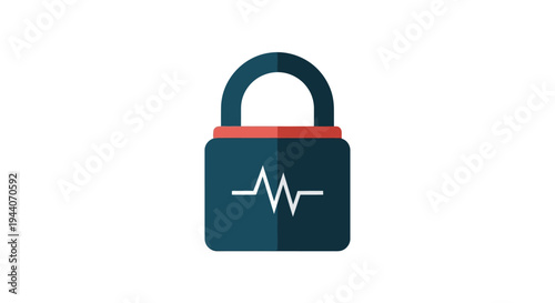 Padlock with electrocardiogram line symbol security concept.