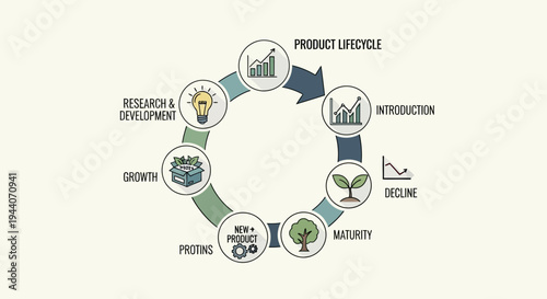 Product Lifecycle Stages Diagram with Business Growth Stages.