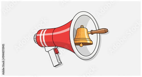 Red Megaphone with a Golden Bell Inside.