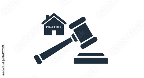 Property Auction Gavel and House Icon Symbolizing Legal Sale.