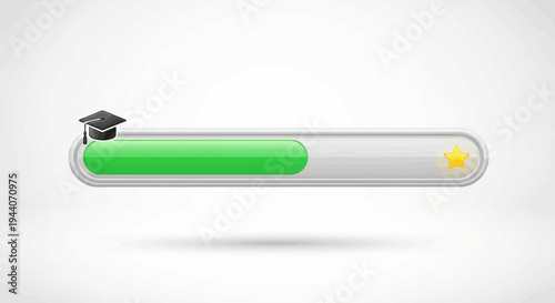 Progress Bar with Graduation Cap Symbolizing Education and Learning.