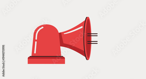 Red Siren and Horn Warning Device Illustration.
