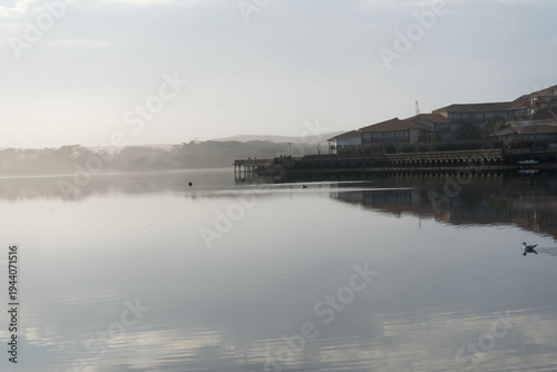 Paysage mystérieux de Vieux Boucau dans la brume