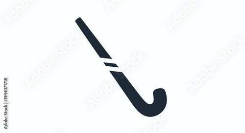 Simple Black Hockey Stick Icon on White Background.