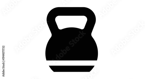 Simple Black Kettlebell Icon for Fitness and Exercise.