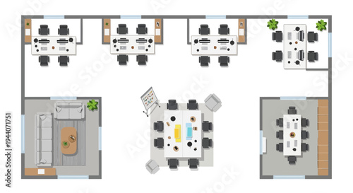 Set of 5 office layout designs vector