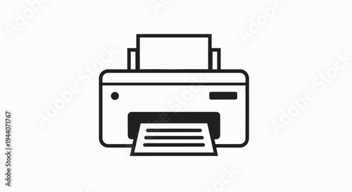 Simple Line Art Icon of a Modern Printer Device.