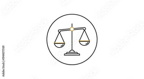 Simple Line Art Illustration of a Balanced Scale of Justice.