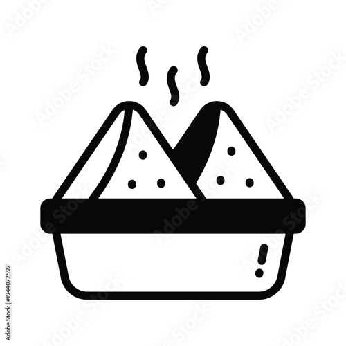 A trendy glyph icon of samosa with chutney, Indian snack, clean design.