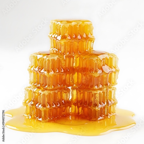 A large honeycomb cake with a white background