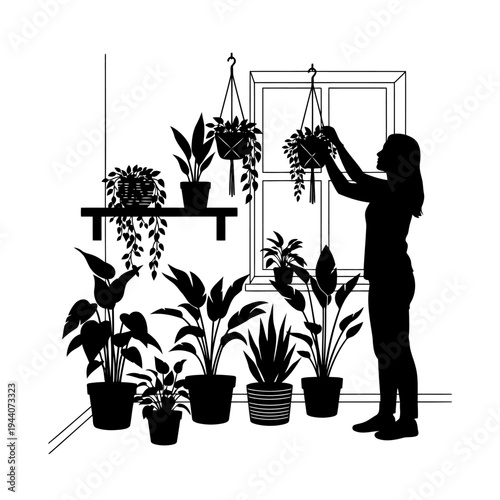 silhouette of a girl in a garden