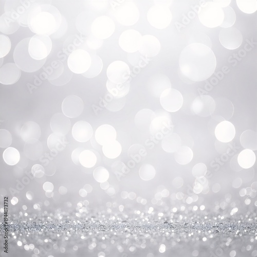 silver glitter background with soft bokeh lights, shimmering sparkles, and a festive, dreamy, out-of-focus glow