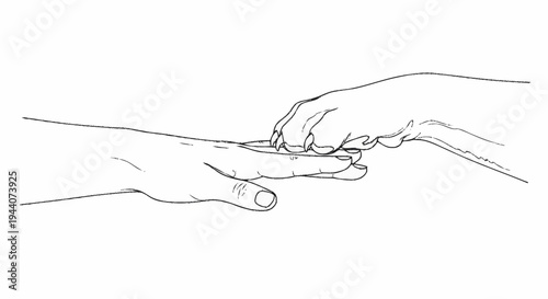 Close up of two hands touching fingers in a gentle gesture.
