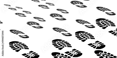 footprint shoe sole tracking path on transparent background, shoe footprint path vector illustration