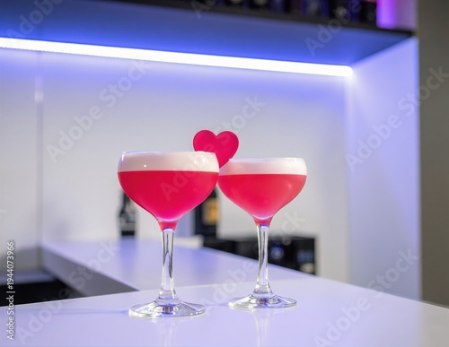 two clear glasses filled with creamy pink and white drinks, side by side on a smooth surface under soft, natural light