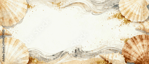 Ocean Floor Beach Shell Background isolated watercolor vector illustration svg