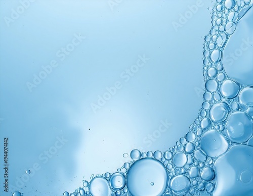 crisp water bubbles of varying sizes rising against a smooth blue background, creating a clean, refreshing, and minimalist abstract scene