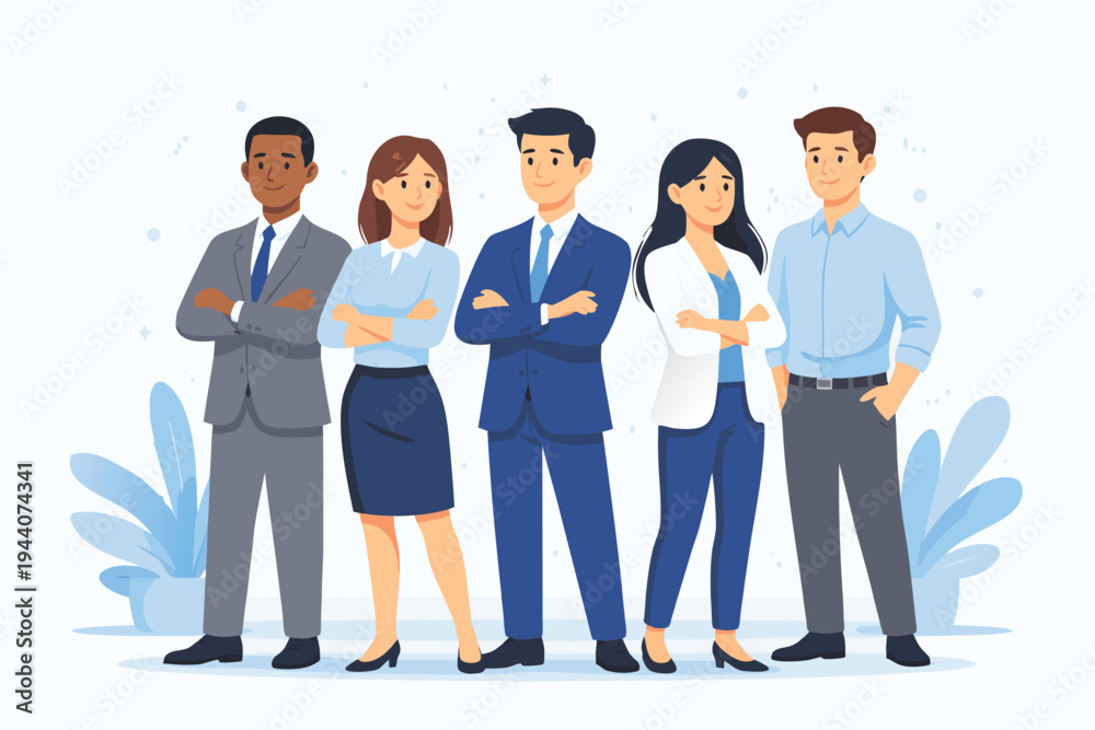 Obraz premium Diverse Business Team Successful Professionals, Collaboration, Corporate, Vector Illustration