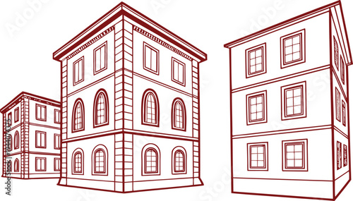 Vector art of collection of colorful european buildings
Collection of charming, hand-drawn urban houses and buildings in various styles

