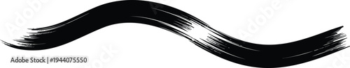 Black wavy brush stroke on white background