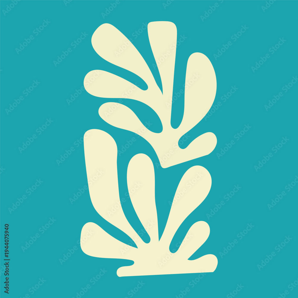 Obraz premium A stylized illustration of a plant with abstract leaves on green background