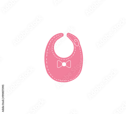 Pink baby bib with white bow tie design