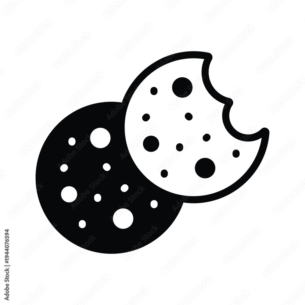 Fototapeta premium Bite cookies icon creatively designed in glyph style