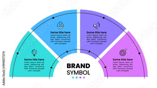 Infographic template. Semicircle with icons and 4 steps