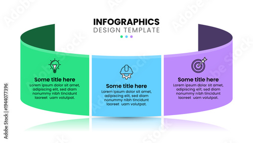 Infographic template. Banner with 3 parts and icons