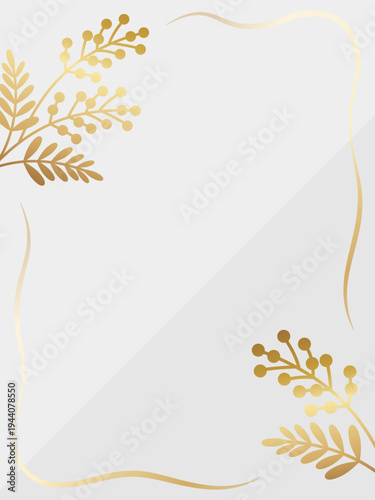 高級感のあるミモザの背景　ホワイト＆ゴールド