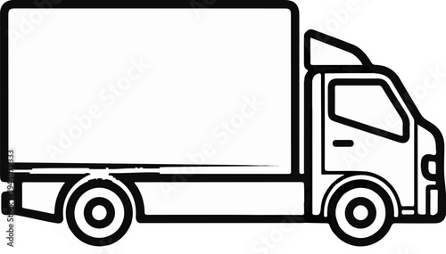 A simple line drawing of a delivery truck with an open cargo area