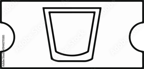 A simple line drawing of a shot glass on a ticket or voucher