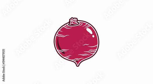 A simple, stylized drawing of a single, round, maroon beet with a green stem