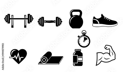 Stylized Athletic Fitness and Healthy Lifestyle Vector Icon Pack