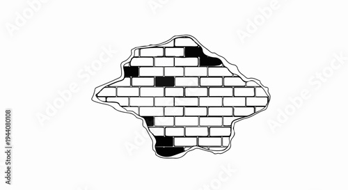 Abstract illustration of a crumbling brick wall with some dark blocks