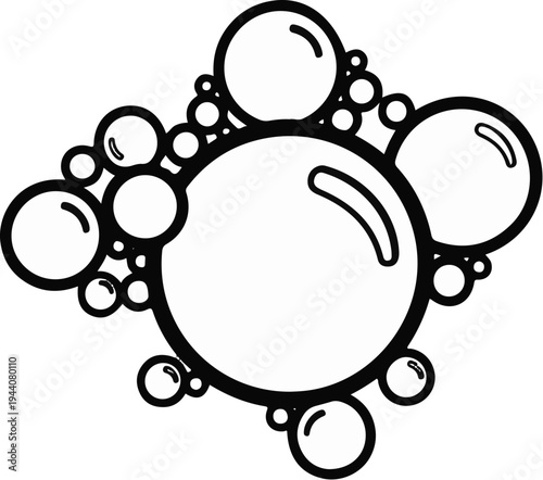 A cluster of various sized bubbles, rendered in a simple line art style