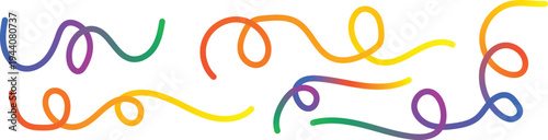 Vibrant multicolored squiggles on a white background creating a playful abstract art piece with diverse looping patterns