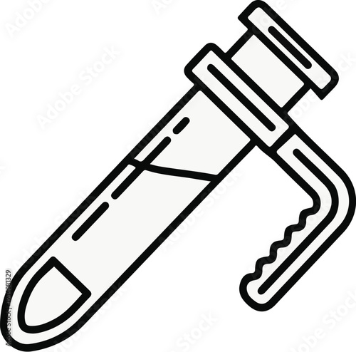 A scientific test tube with liquid and a handle for analysis