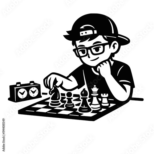 Boy Play a chass vector design 