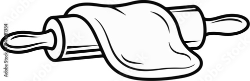 A stylized outline drawing depicts a rolling pin flattening dough, ready for baking