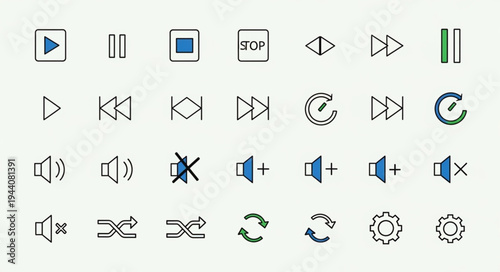 Collection of audio playback and control icons.