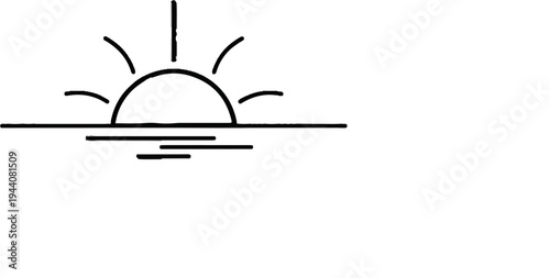 Minimalist depiction of a sun rising over a calm body of water