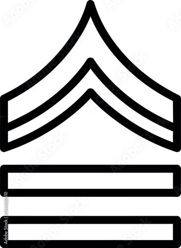 Black and white military rank insignia symbol