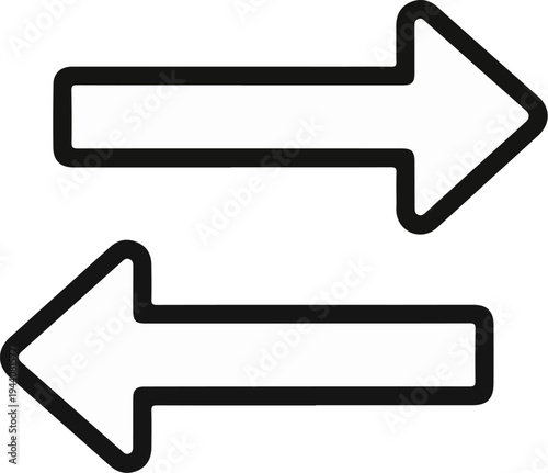 A simple black and white graphic of two opposing arrows indicating a bidirectional relationship