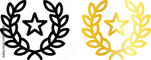 Vibrant gradient laurel wreath with star icon, Urban Business Structure Vector Icons, vector, illustration, silhouette.